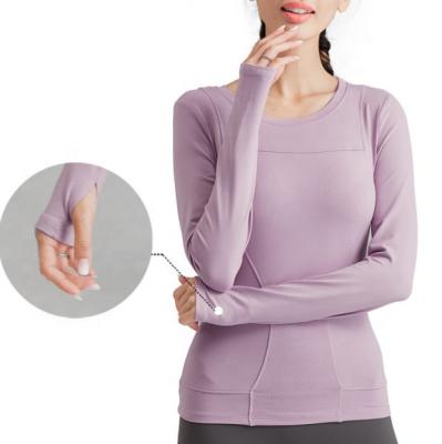 China High Quality Women's Low Moq Breathable Gym Yoga Shirt Quick Dry Breathable Long Sleeve Sportswear For Ladies for sale