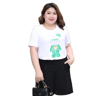 China Custom Rubber Print Spring Pattern Breathable Full White Sleeve Plus Size Recycled Cotton T-Shirt For Women for sale