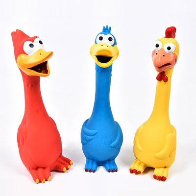 China Viable Screaming Latex Chew Speech Lessons Chicken Squeeze Chicken Prank Novelty Dog Toy for sale