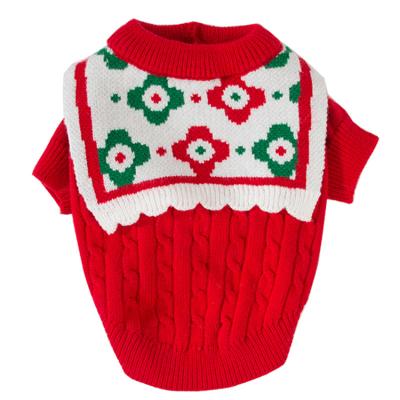 China Wholesale Comfortable Breathable Cute Red Warm Sweater Pet Flower Pet Sweater Stocked Soft Sweater Knit for sale