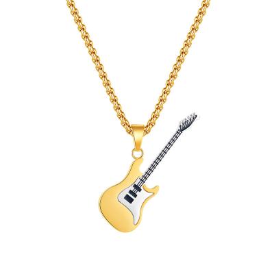 China FASHIONABLE Mens 3 Colors Stainless Steel Musical Pendant Guitar Musician Instrument for sale