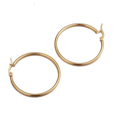 China FASHIONABLE Women Ring Stainless Steel Plain Big Circle Earring Minimalist Oversized Round Earring for sale