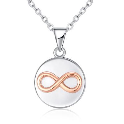 China CLASSIC Silver S925 Sterling Round Coin Engrived Infinite Symbol Mother's Day Necklace for sale