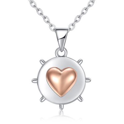 China CLASSIC Silver Heart Sterling Cross Chain Coin Engraved Heart Mother's Day Gift Mother's Day Ahchor Pendant Necklace for sale