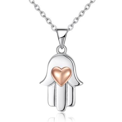 China CLASSIC S925 Sterling Platinum Plated Silver Hamsa Necklace Mother's Day Best Gift for sale