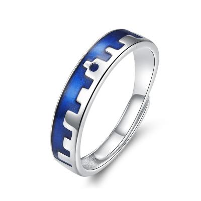 China FASHIONABLE Solid Sterling Silver Ring 925 Ring Blue Silver Sky City Couples Ring for sale