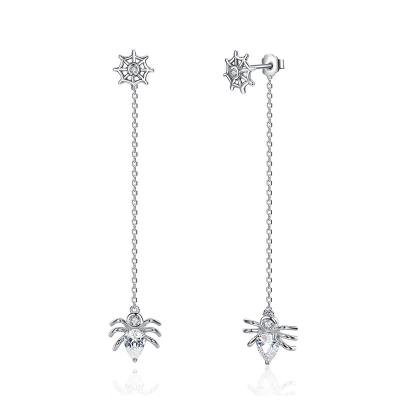 China Fashionable Girl's Cute Sterling Silver Stud Earring Insect Spider And Long Web Earring 925 Silver for sale