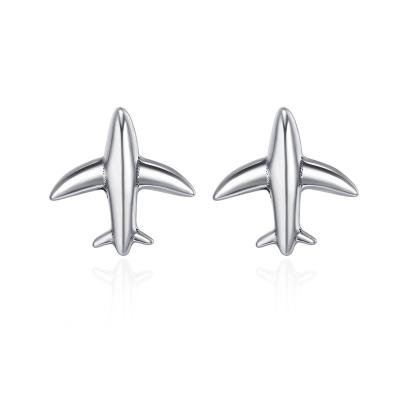 China Fashionable Simple Flight 925 Sterling Silver Stud Earrings Style Design Airplane Earring for sale