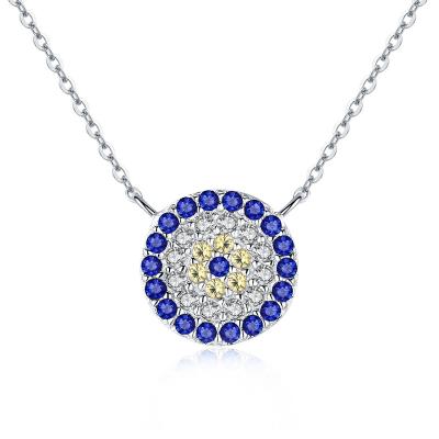 China CLASSIC Pure Silver Custom Round CZ Sterling Silver Zircon S925 Necklace Eye Necklace for sale