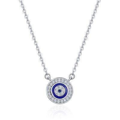 China CLASSIC Silver Blue and Crystal Cubic Zircon Eye Necklace 925 Lucky Eye Pendant Necklace Round for sale