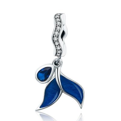 China FASHIONABLE Dark Blue Pearl Fish Tail Pearl S925 Sterling Silver Mermaid Charms for sale