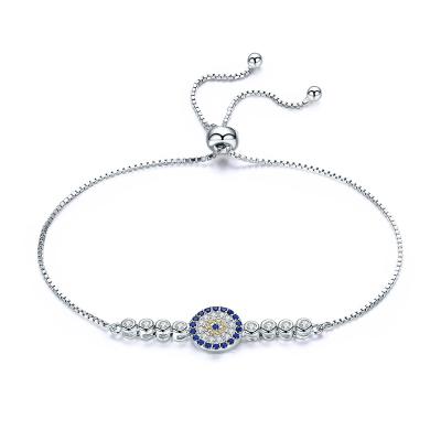 China FASHIONABLE Crystal Yellow Dark Blue Zircon Box Bracelet Pearl Theme Eye Silver Sterling Hand Chain Adjustable Chain Bracelet for sale