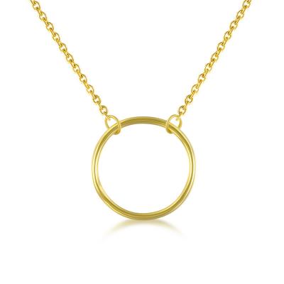 China TRENDY Minimalist S925 Sterling Silver 18K Platinum Plated Simple Circle Pendant Necklace for sale