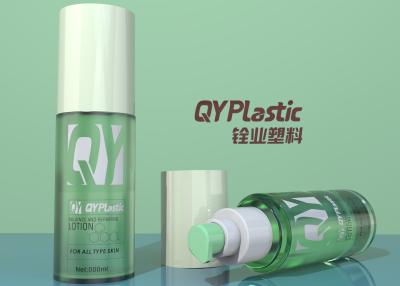 China Transparente grüne Plastiktoner-Flasche 50ml 100ml mit Overcap-Lotions-Pumpe zu verkaufen