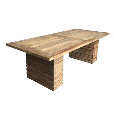 China MRS WOODS Elm Hotel Wooden Dining Table Handmade American Antique Classic Style Reclaimed Foldable Table For Events for sale