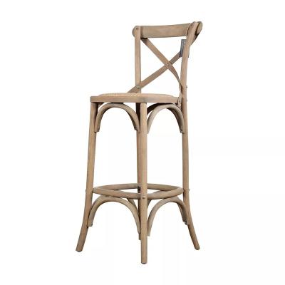 China Ms. Woods Vintage Classic Traditional Cross Oak Cane Bar Chair For Party Back Event Wedding Rental for sale