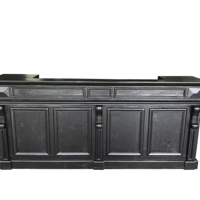 China Mrs. Industrial Woods Unique Dseign Repurposed Solid Wood Outdoor Event Bar Black Painted Rental Counter for sale