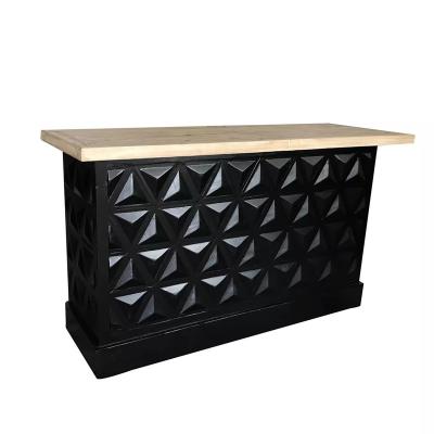 China Ms. Woods Black Wooden Handmade Furniture Crushed Diamond Wedding Bar Counter Outdoor Restaurant For Event Rental for sale