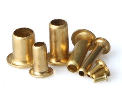 China Hollow aluminum custom copper leather rivet tubular rivets head flat brass hollow rubular rivet for sale