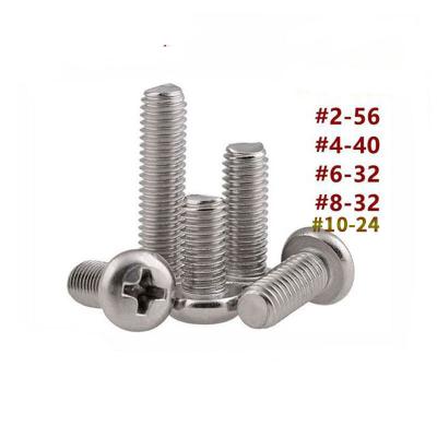 China 2# 4# 6# 8# 10# Thread 304 316 Phillips Round Head Machine Teeth American Standard Aluminum Stainless Steel Screw Fasteners for sale