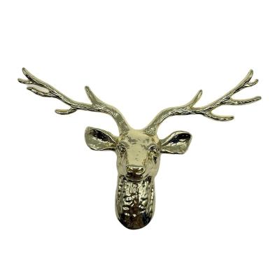 China Wall Viable Custom Unique Animal Head Color Gold Sculpture Deer With Antlers for sale