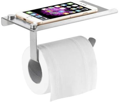 China SUS304 Multifunctional Cell Phone Shelf Viable Toilet Paper Holder, Wall Mount Cell Phone Mobile Toilet Paper Holder With Shelf for sale