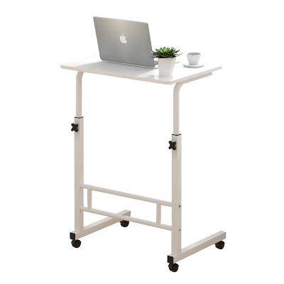 China Eco-friendly Wooden Tubes Laptop Table Steel Laptop Stand PC Desk With Casters Metal Frame On Wheels for sale