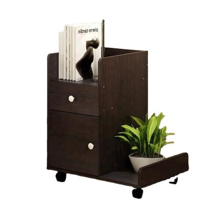 China Modern Bedside Cabinet with 1 Drawer 1 Door and 4 Caster Nightstands Table Cabinet Storage Shelf MDF Base for sale