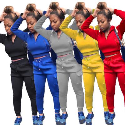 China 2 Piece High Quality Women's Viable Zipper Hoodie Sportswear Suit Custom Logo Sports Sweatshirt Sportswear for sale