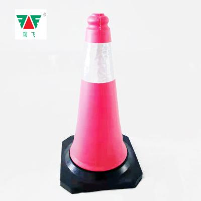 China Road Construction 50cm High Height Base Material Visible Rubber Red+Black PE Reinforced Traffic Cone for sale