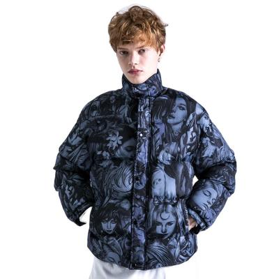 China New Breathable Fashion Tattoo Girl Thicken Full Print Cotton Winter Men Stripper Quilted Padded Jackets for sale