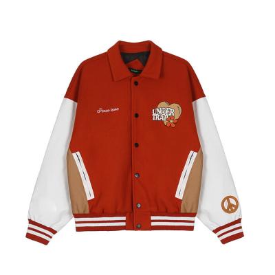 China OEM New Fashion College Loose Red Black Custom Men's Breathable Letterman Jacket School Retro for sale