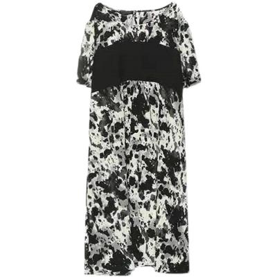 China Anti-Wrinkle Nine Piece Tie Dye Midi Dress Plus Size Elegant Casual Dresses Spring Summer Women Dresses for sale