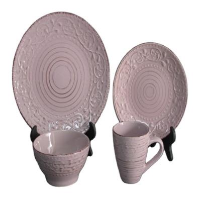 China Ceramic Set Stoneware Glaze Dinner Set / Chili Disposable Tableware For 6 People for sale