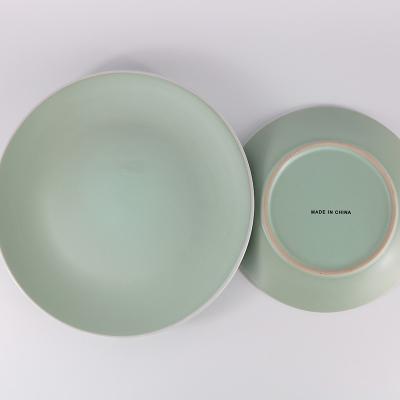 China disposable common matte dinner dish/green serving dish/wholesale ceramic dish for sale