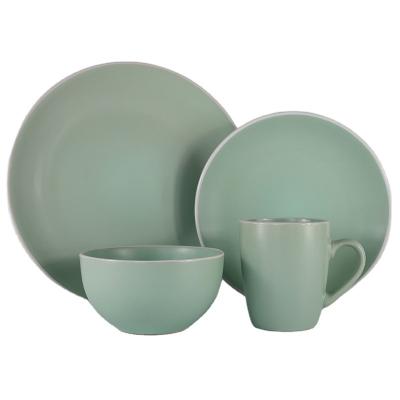 China Disposable Light Green Ceramic Dinnerware Diner Set Dishes Sets Dinnerware for sale