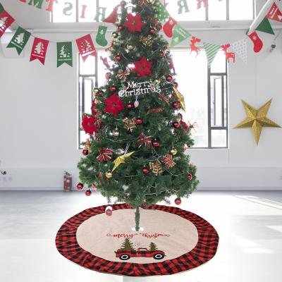 China New Canvas Plaid Christmas Decorations Lattice 120cm Car Christmas Tree Skirt for sale