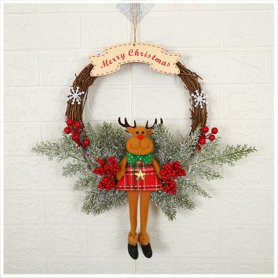 China PVC+ wire + foam + wooden branch wreath dead Christmas decorations weave window layout tengtiao site layout Christmas wreath wholesale for sale