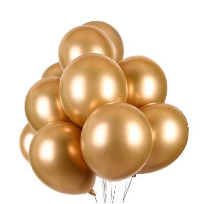 China 50pcs Party Decoration 12 Inch Thick Round Metal Latex Gold Silver Metal Latex Balloon Helium Chrome Metallic Balloon for sale