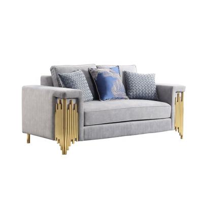 China Other Direct Selling Modern Luxury Stainless Steel Legs Fabric Sofa Living Room Sofa Set With Coffee Table for sale