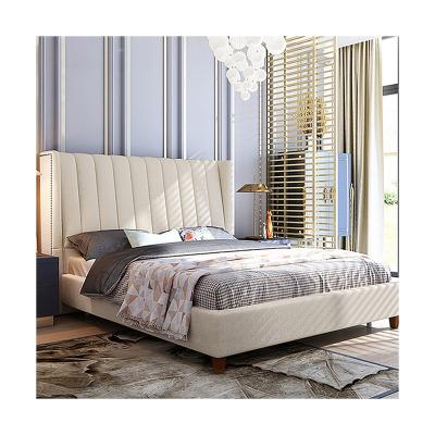 China Large Backrest Bedroom Furniture Furnishings Modern Fabric Mattress Set American Single Luxury Double Bed for sale