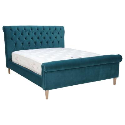 China Hot Sale Classic Factory Direct Storage King Queen Tufted Chesterfield Headboard Fabric Velvet Bed Higher View for sale