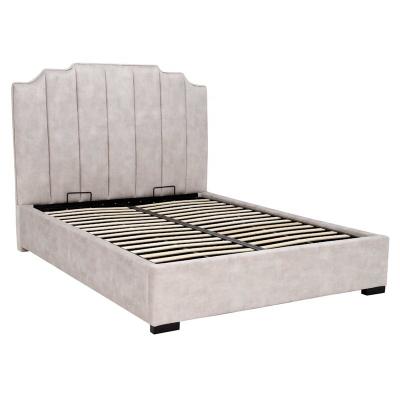 China Wholesale hot sale piano keyboard storage latest design adorned high flat headboard fabric velvet bed frame for sale