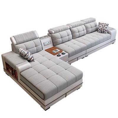 China Storage L Shape Sectional Luxury Sofa USB Charging Living Room Sofas Audio White Furniture Sets Modern American Style Living Rooms Sofa for sale