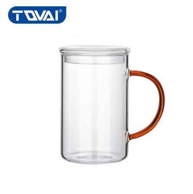 China TQVAI Contemporary High Temperature Resistant Milk Cup Milk Tea Coffee Drinking Glass Mug With Color Handle for sale