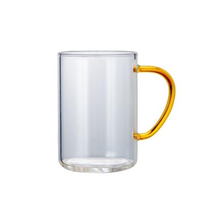 China Sustainable Handmade Heat Resistant Borosilicate Glass Single Wall Coffee Cup With Handle for sale