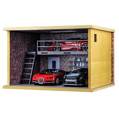 China Wooden Diorama 1:24 Parking Scene Garage Showcase Cabinet Simulation Decor for sale