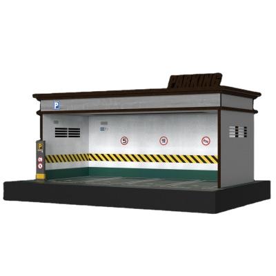 China Wood 1/64 Model Solid Wood Scale Simulation Car Garage Parking Lot Scene Acrylic Display Model Box for sale