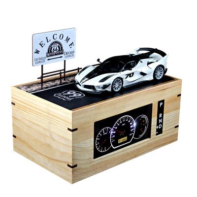 China 1:18 Car Dashboard Gift Box Car Parking Scene Garage Model Car Model Display Solid Wood Creative Gift Box for sale