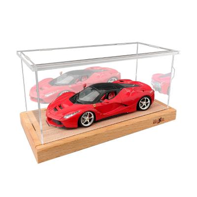 China 1:24 dust cover toy car cabinet car display box diy handmade motorcycle wooden dustproof acrylic model for sale